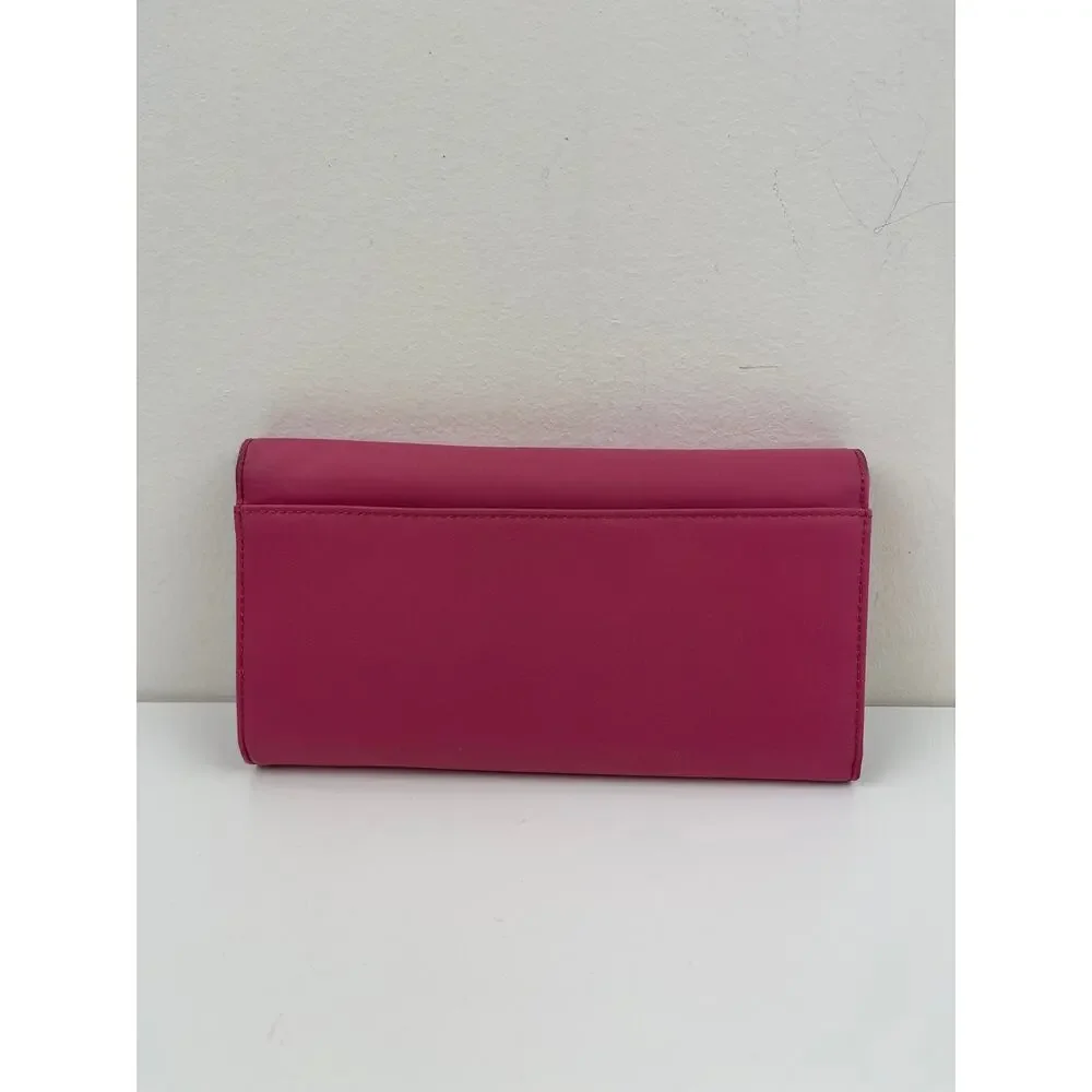 VTG Kate Spade Bubblegum Pink Foldover Clutch Wallet Barbiecore Card Money Y2K - Picture 7 of 10